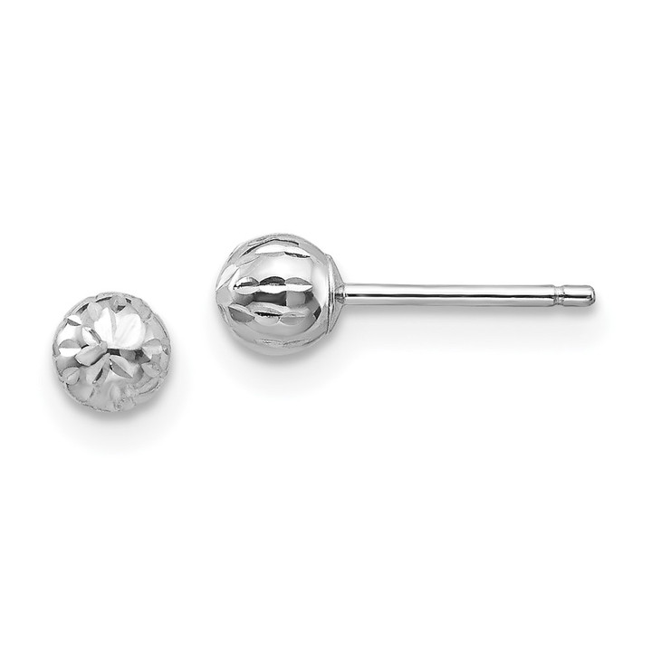 14K White Gold Madi K Diamond Cut 4M Ball Post Earrings SE2480