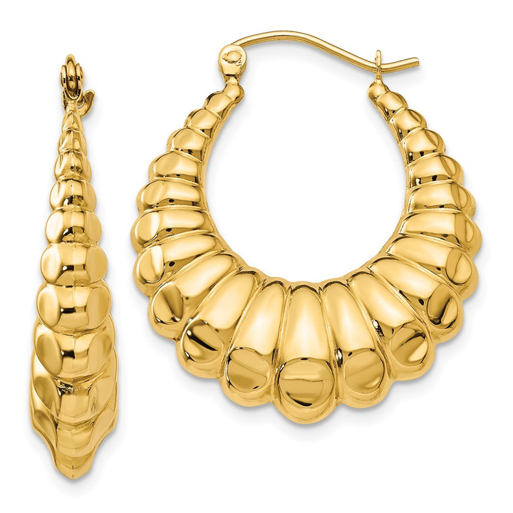 14k Polished Scalloped Hollow Hoop Earrings S1242
