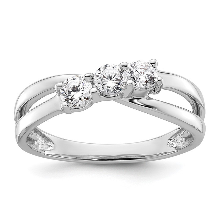 14K White Gold Lab Grown Diamond VS/SI FGH 3-Stone Complete Eng Ring RM2965E-050-CWLG