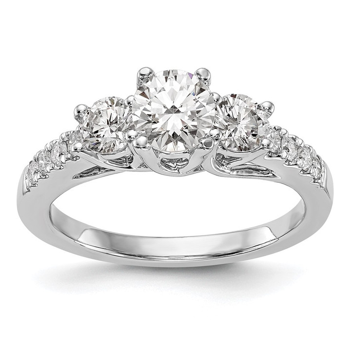 14K White Gold Lab Grown Diamond VS/SI FGH 3-Stone Complete Eng Ring RM2972E-050-5CWLG