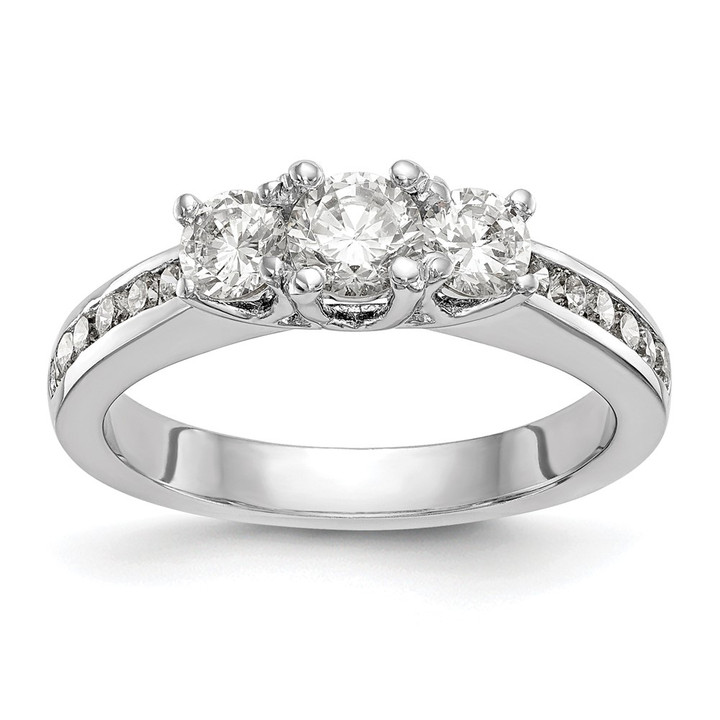 14K White Gold Lab Grown Diamond VS/SI FGH 3-Stone Complete Eng Ring RM2979E-025-7CWLG