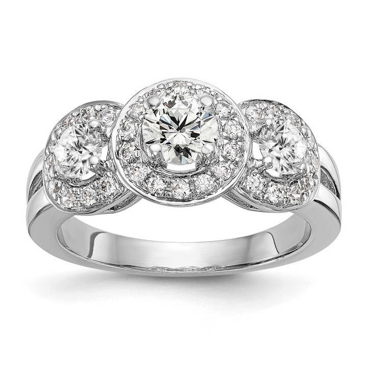 14K White Gold Lab Grown Diamond VS/SI FGH 3-Stone Complete Eng Ring RM2986E-050-7CWLG