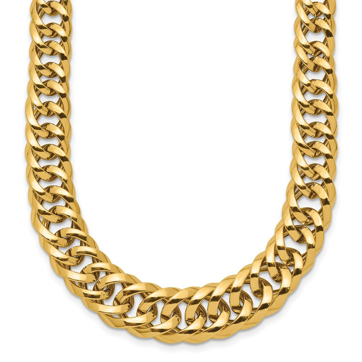 14k Polished Fancy Graduated Curb Chain Necklace SF2415-18