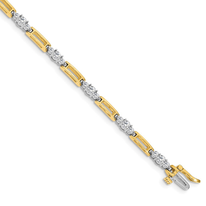 14k Two-tone VS Diamond Fancy Link Tennis Bracelet X638VS