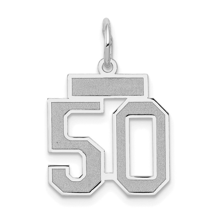 14kw Small Satin Number 50 Charm WSS50