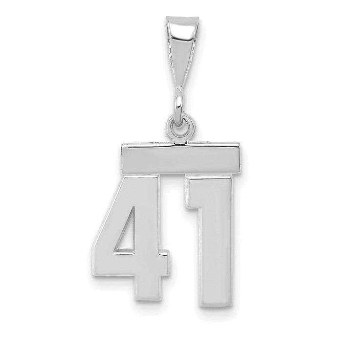 14kw Small Polished Number 41 Charm WSP41