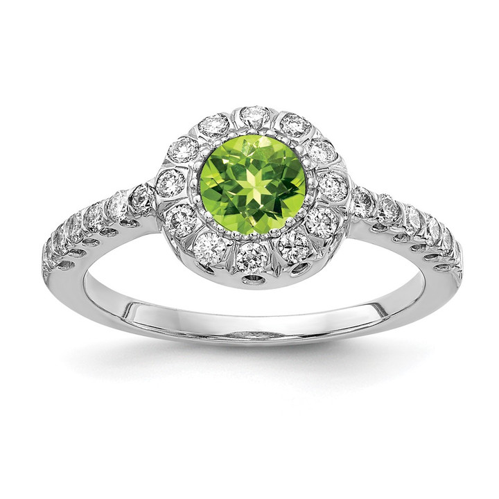 14k White Gold 5mm Peridot VS Diamond ring X9641PE/VS