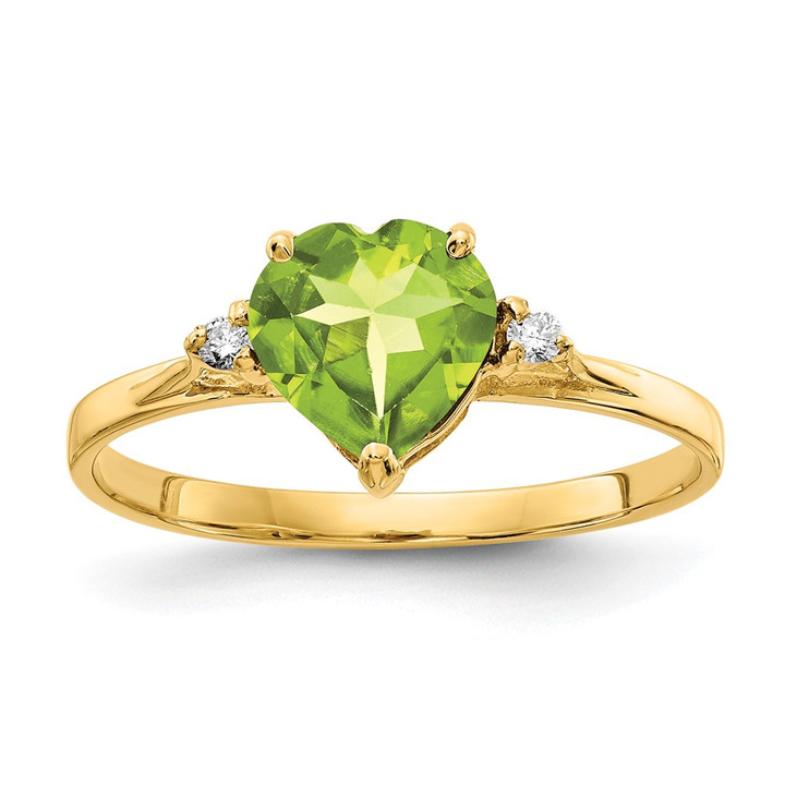 14k 7mm Heart Peridot A Diamond ring X9682PE/A