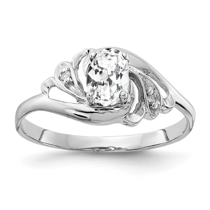 14k White Gold 6x4mm Oval Cubic Zirconia AAA Diamond ring X9717CZ/AAA