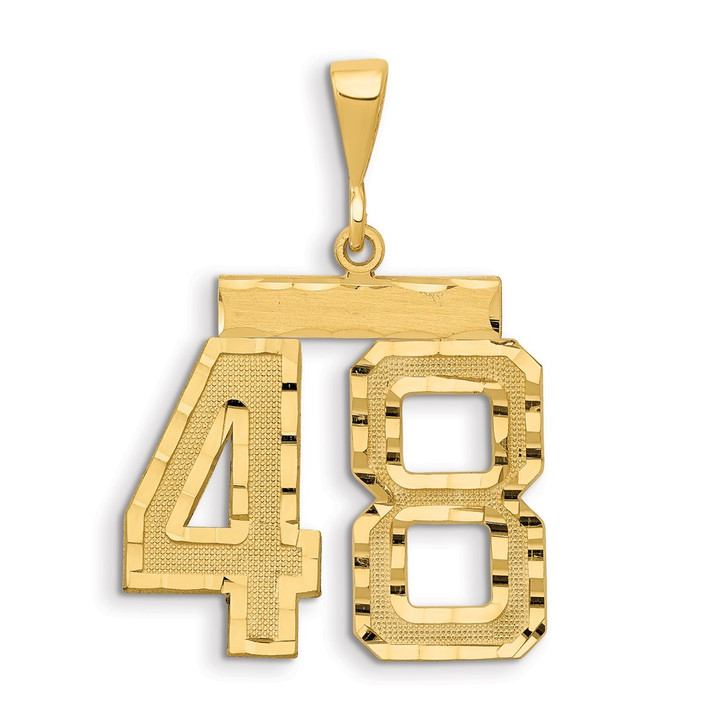 14k Small Brushed Diamond-cut Number 48 Charm SN48