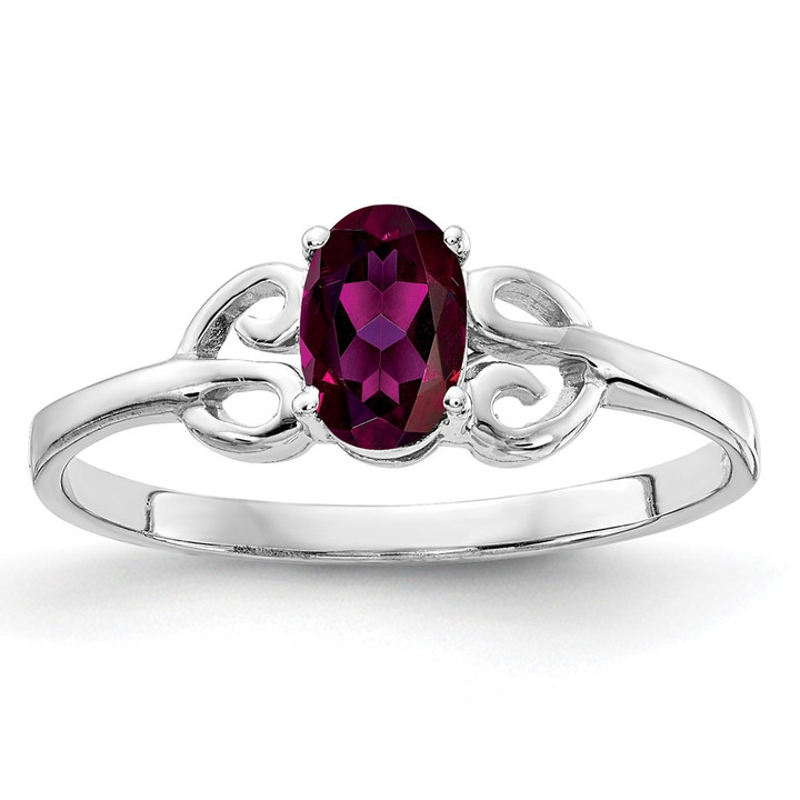 14k White Gold 6x4mm Oval Rhodolite Garnet ring X9687RG