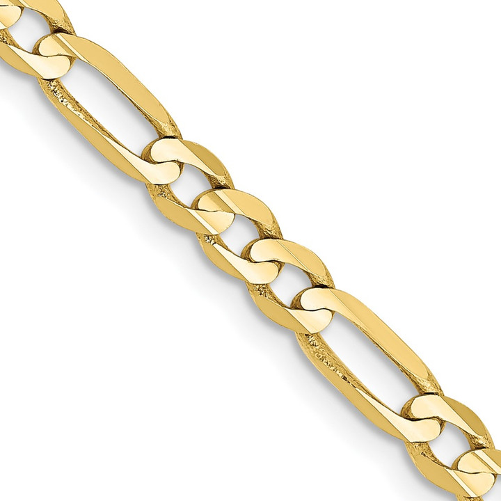 10k 4mm Concave Open Figaro Chain 10LF100-20