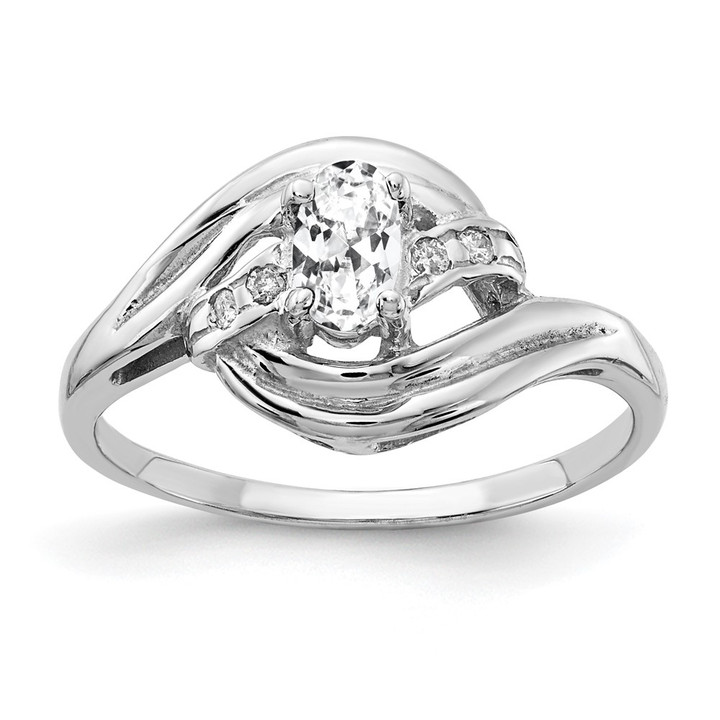 14k White Gold 5x3mm Oval Cubic Zirconia AA Diamond ring X9723CZ/AA