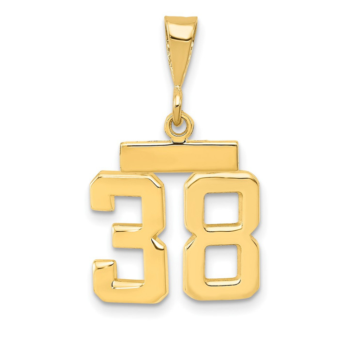 14k Small Polished Number 38 Charm SP38