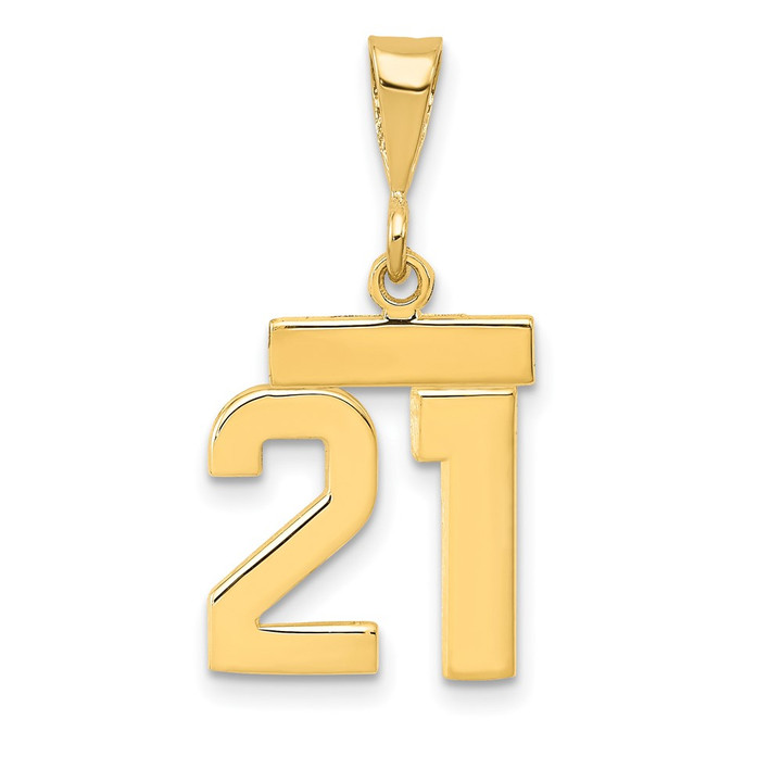 14k Small Polished Number 21 Charm SP21