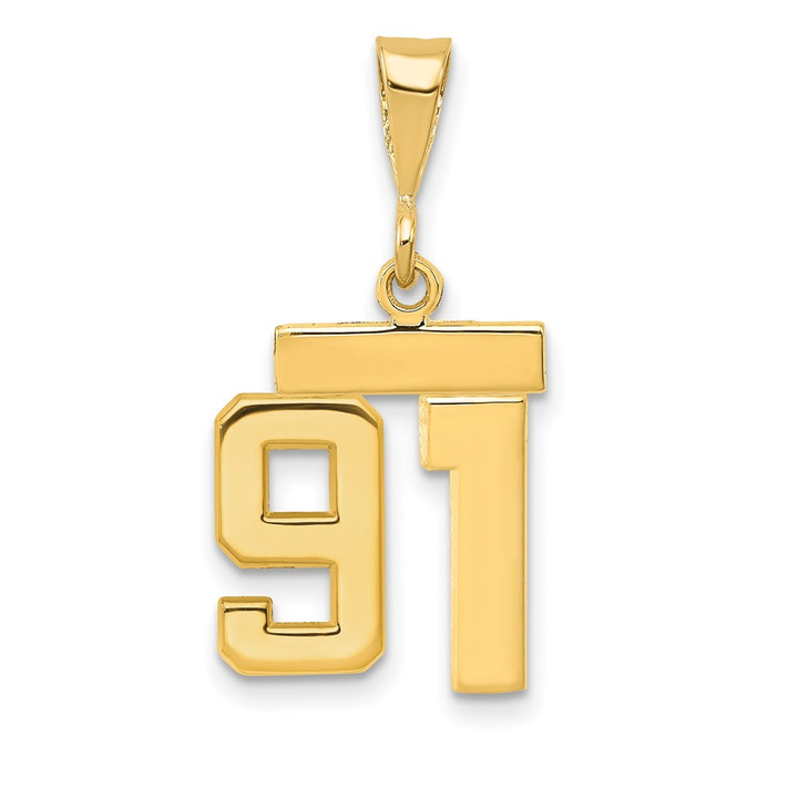14k Small Polished Number 91 Charm SP91