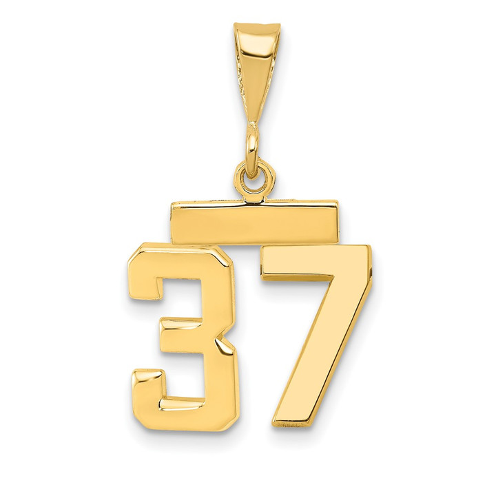 14k Small Polished Number 37 Charm SP37