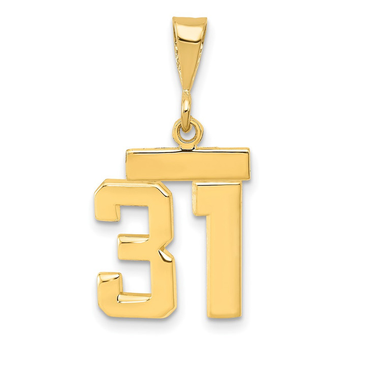 14k Small Polished Number 31 Charm SP31