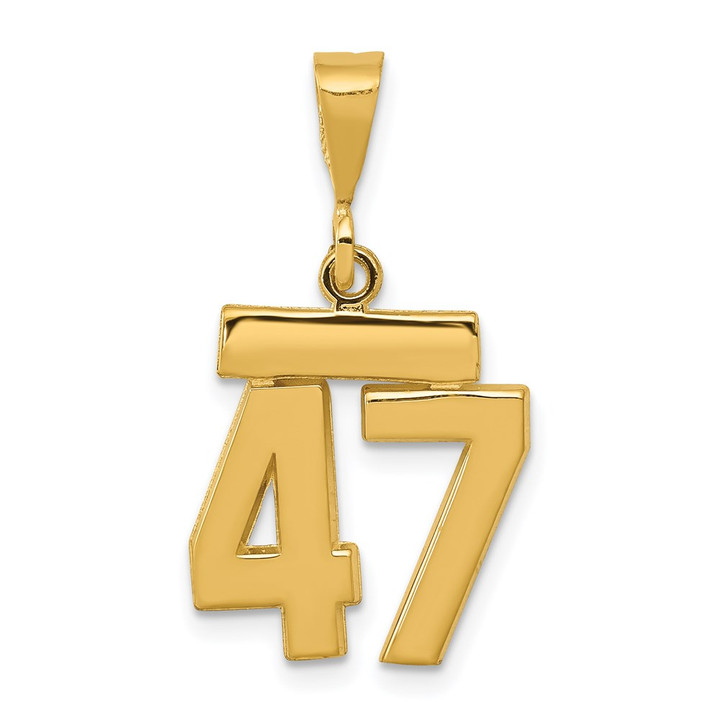 14k Small Polished Number 47 Charm SP47