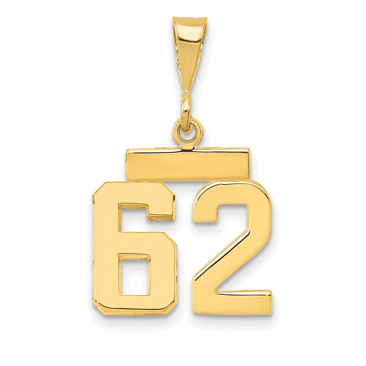 14k Small Polished Number 62 Charm SP62