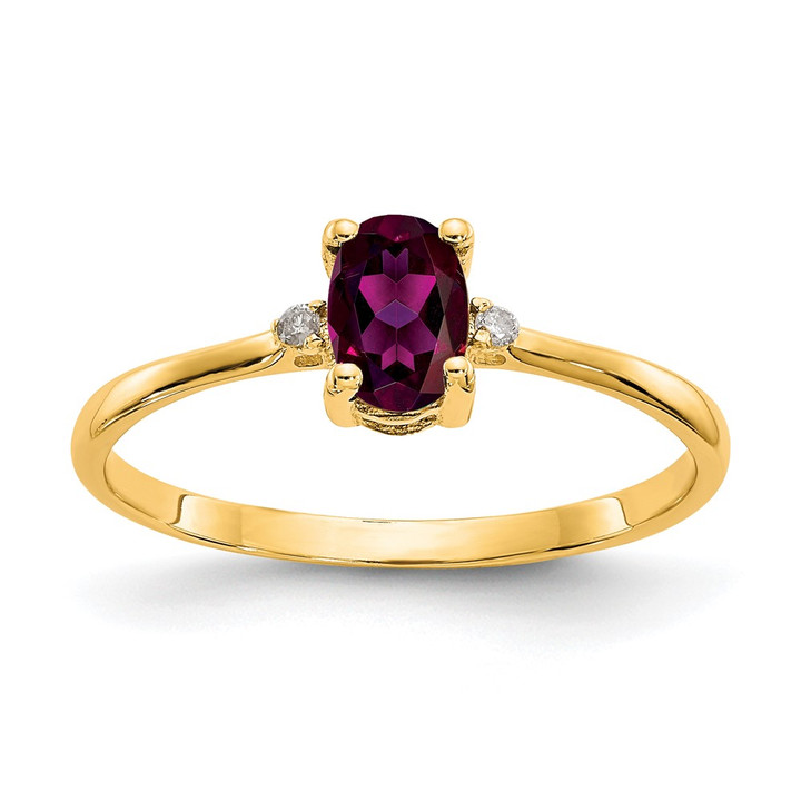 14k Diamond & Rhodolite Garnet Birthstone Ring XBR207