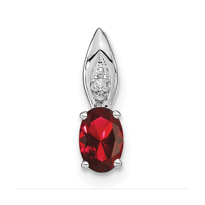14k White Gold Garnet and Diamond Pendant XBS300