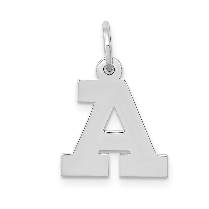 10k White Gold Small Block Initial A Charm 10YC665A