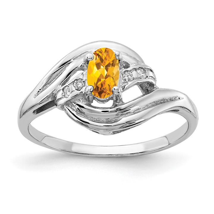 14k White Gold 5x3mm Oval Citrine A Diamond ring X9723CI/A