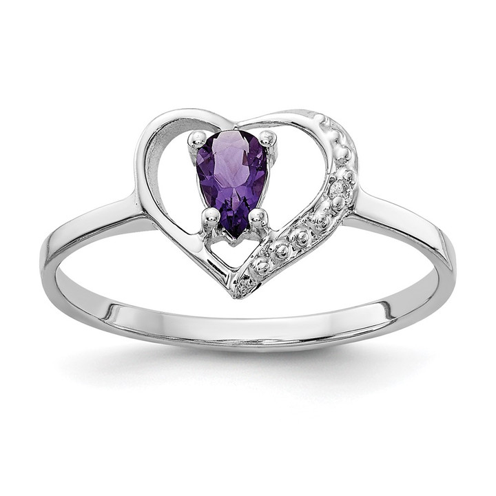 14k White Gold Amethyst AA Diamond ring X9729AM/AA