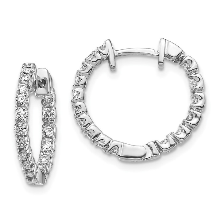 14k White Gold A Diamond Hinged Hoop Earrings XE1351A