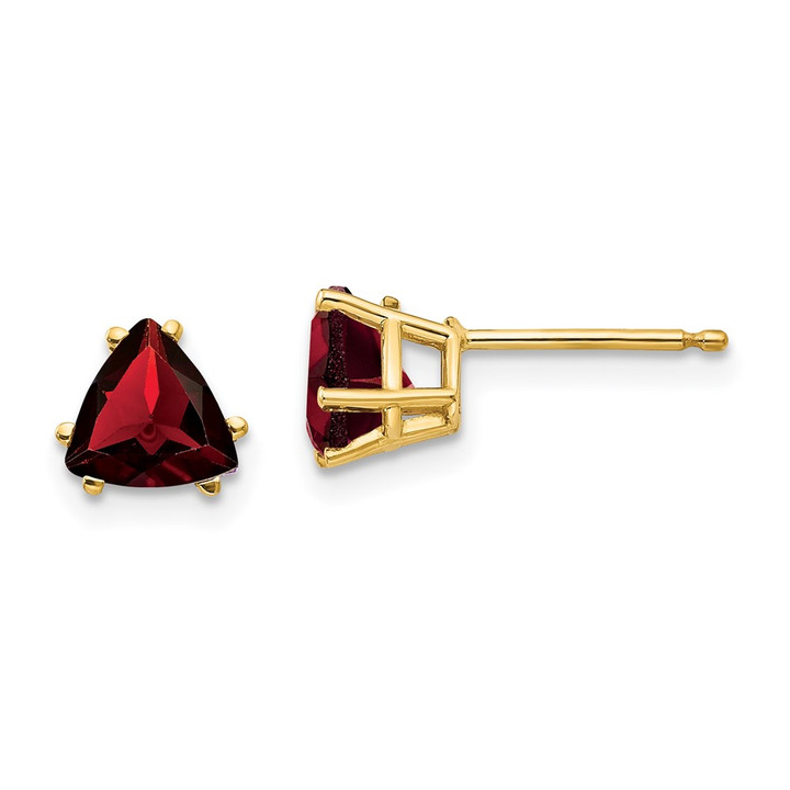 14k 6mm Trillion Garnet Earrings XE94GA