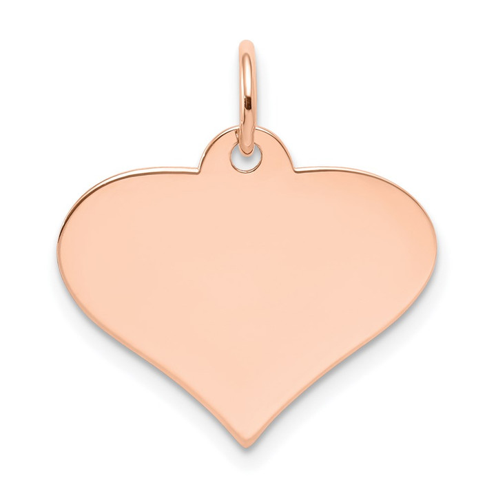 14k Rose Gold Plain .018 Gauge Engraveable Heart Disc Charm XRM568/18