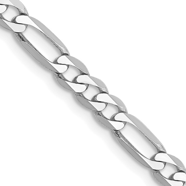 14K White Gold 16 inch 4mm Flat Figaro with Lobster Clasp Chain WFIG100-16