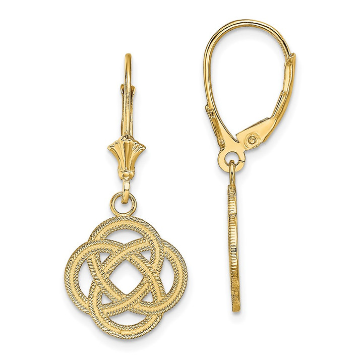 14K Small Celtic Eternity Knot Circle Leverback Earrings TF1789