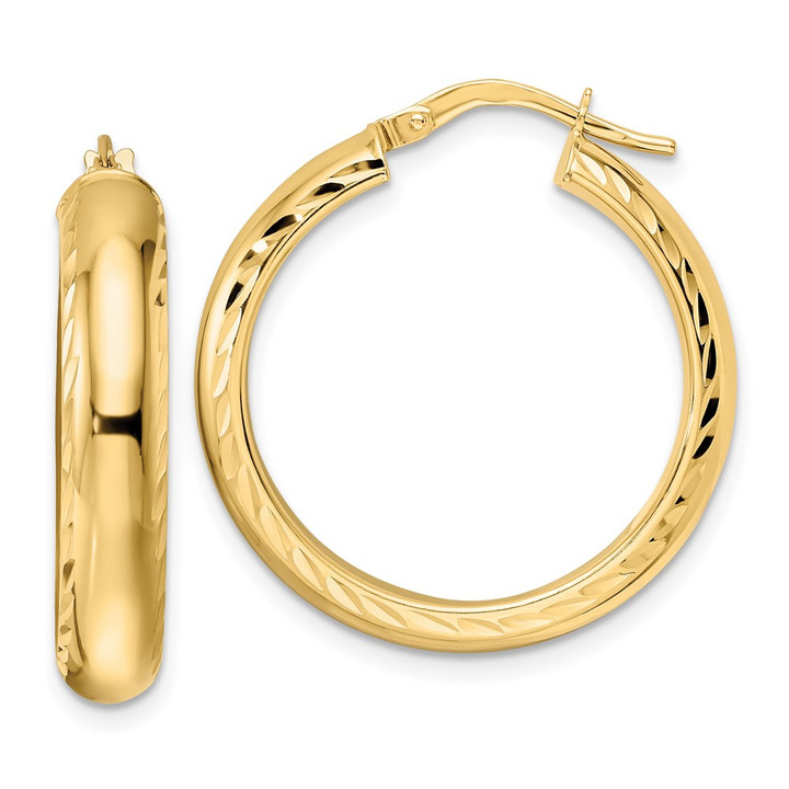 14K Polished & D/C Hoop Earrings TF2042