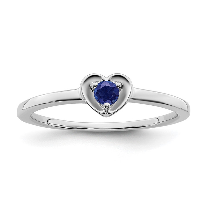 10k White Gold Created Sapphire Heart Ring RM7397-CSA-1W