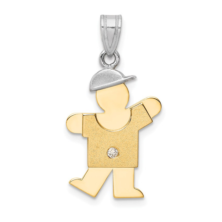 14k Two-tone AA Diamond kid pendant XK480AA