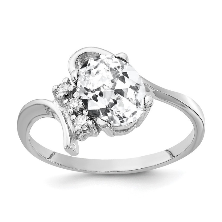14k White Gold 8x6mm Oval Cubic Zirconia VS Diamond Ring Y2217CZ/VS