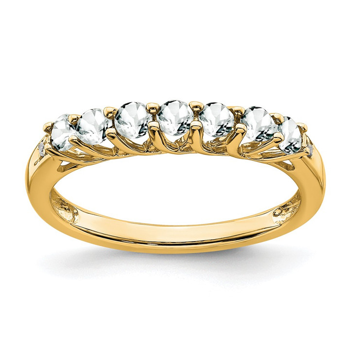 10k White Topaz and Diamond 7-stone Ring RM7411-WT-001-1YA