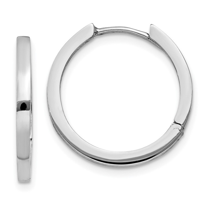 14K White Gold Hinged Hoop Earrings TM621