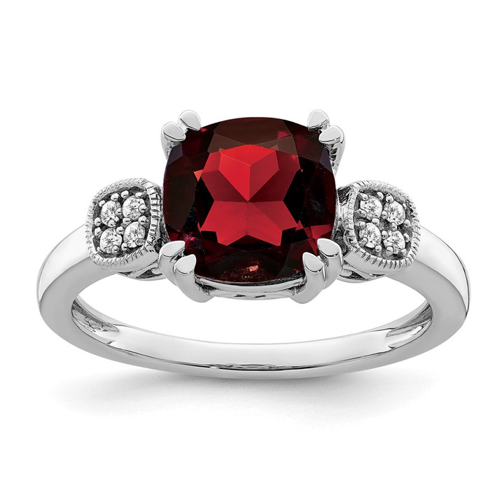 14k White Gold Garnet and Diamond Ring RM7130-GA-006-WA