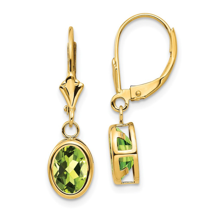 14k 8x6mm Oval Peridot Leverback Earrings XLB107PE