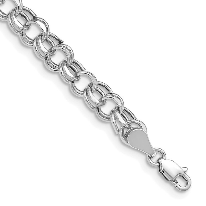 14k White Gold Lite 5.5mm Double Link Charm Bracelet WSD2-7.25