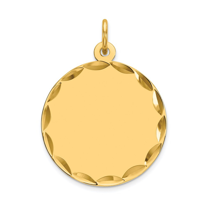 14k Etched .035 Gauge Engravable Round Disc Charm XM155/35