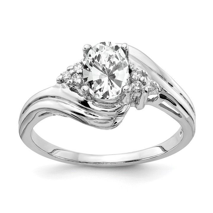 14k White Gold 7x5mm Oval Cubic Zirconia VS Diamond Ring Y2222CZ/VS