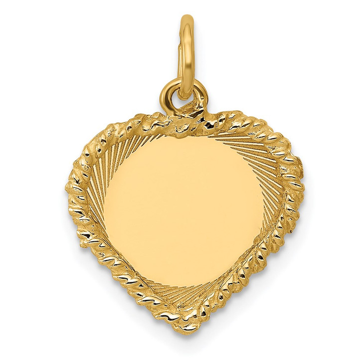 14k Polished .013 Gauge Engravable Heart with Rope Disc Charm XM219/13