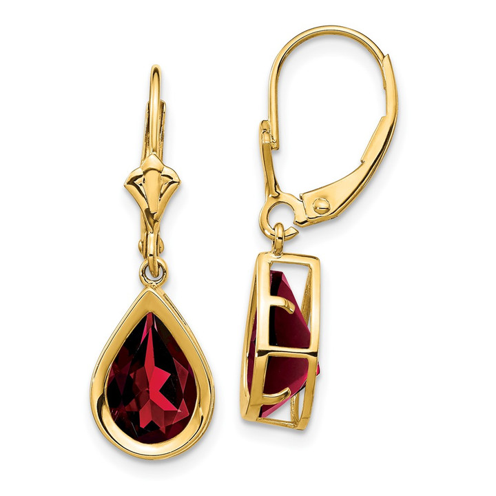 14k 10x7mm Pear Garnet Leverback Earrings XLB105GA
