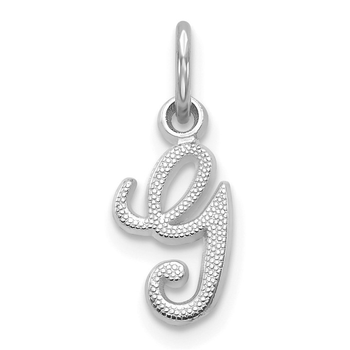 14KW White Gold Casted Script Letter G Initial Charm WCH138-G