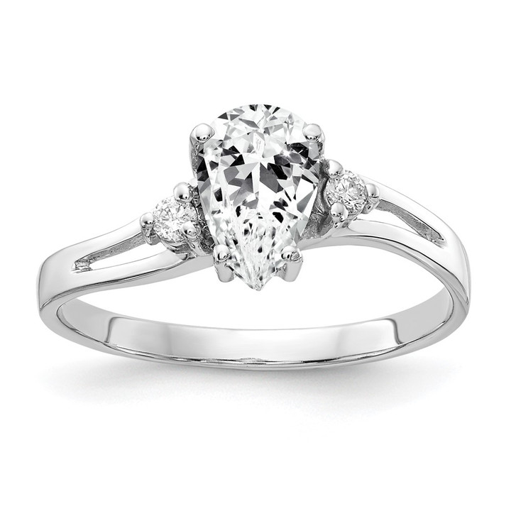 14k White Gold 7x5mm Pear Cubic Zirconia VS Diamond ring Y4626CZ/VS