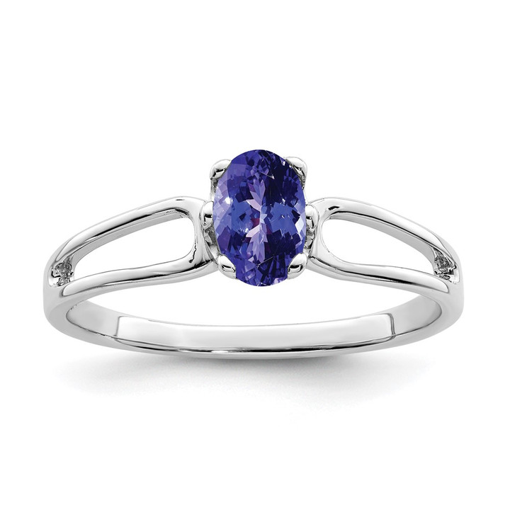 14k White Gold 6x4mm Oval Tanzanite ring Y4634T